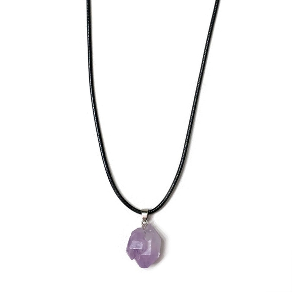 1 Rough Amethyst Pendant with Cord - Picture 3 of 4